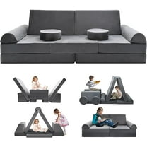 ABORON Kids Couch Play Set Modular Convertible Sofa 10 Piece Fold Out Couch for Bedroom Playroom, for Imaginative Toddler, Boy, Girl, Creative Baby Couch Toddler Couch