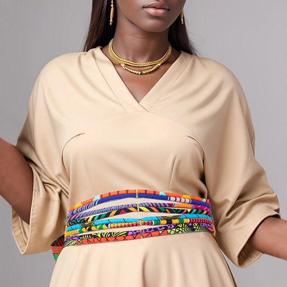 XIAOHUAGUA African Print Waist Belts Ankara Women's Colorful 8-Strand Rope Belt Accessory