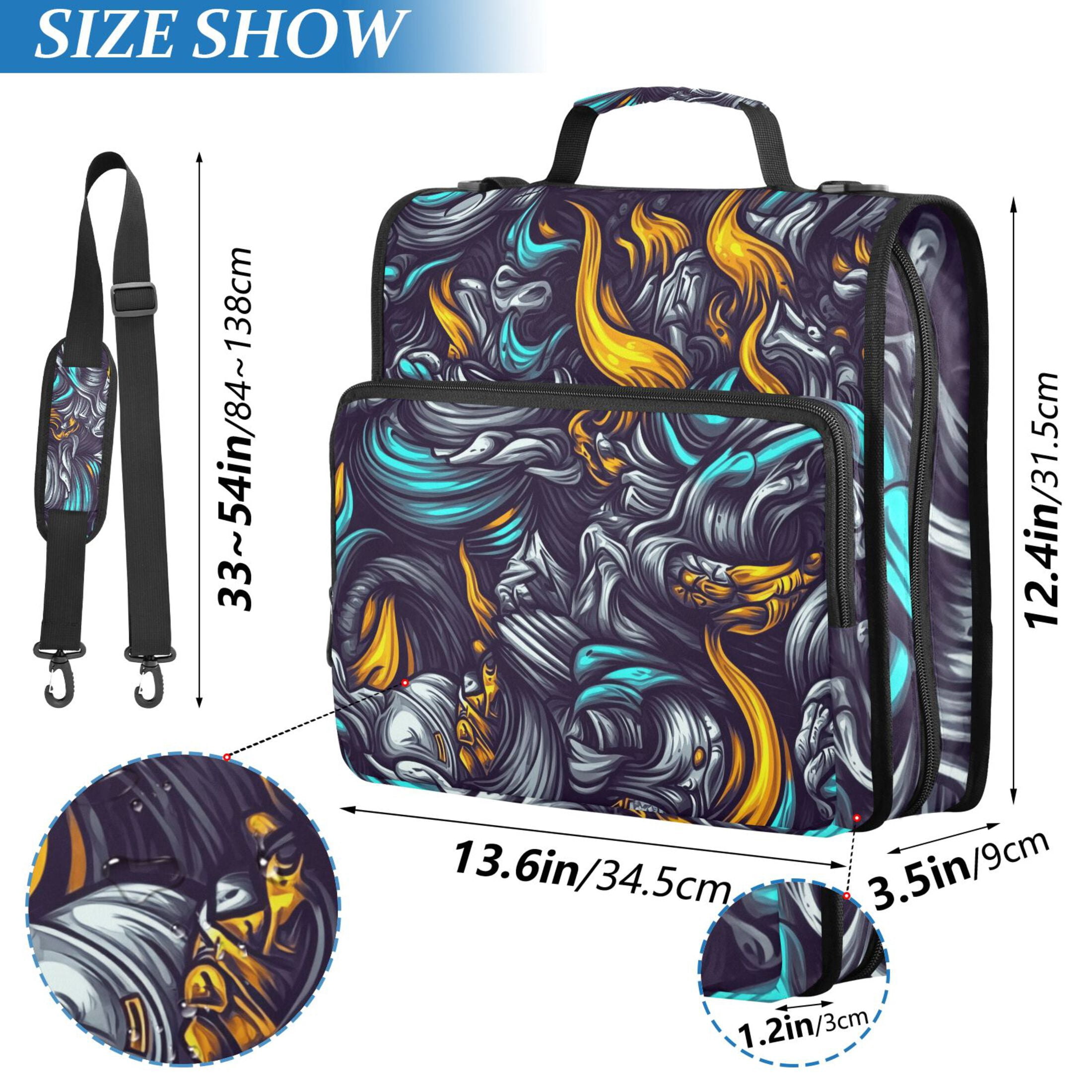 3 Ring Zipper Binder with Shoulder Strap Waterproof Trapper Keeper 2 Inch D-Ring 500 Sheets Capacity Fierce Fire and Smoke