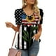 thumbnail image 2 of Camiseta informal de verano para mujer, cuello en V, manga abullonada bonita, jersey estampado de manga corta, blusa, Tops Fridja ghk4065, 2 of 7