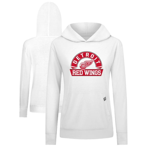 Women's Levelwear White Detroit Red Wings Relay Banner Arch Pullover Hoodie
