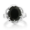 thumbnail image 3 of Gem Stone King 4.07 Cttw Black Onyx Engagement Ring for Women | 925 Sterling Silver | Gemstone December Birthstone | Oval 12X10MM | Available in Size 5,6,7,8,9, 3 of 6