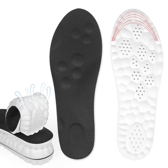 Cloud Insoles for Men, 4D Memory Foam Arch Support Inserts, Breathable Massage Shoe Pads for Foot Pain & Fatigue