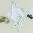 thumbnail image 3 of Coming Home Outfits for Newborn Baby Girl Boy I'm New Here Long Sleeve Onesie Romper+Pants Hat Headband Set, 3 of 7