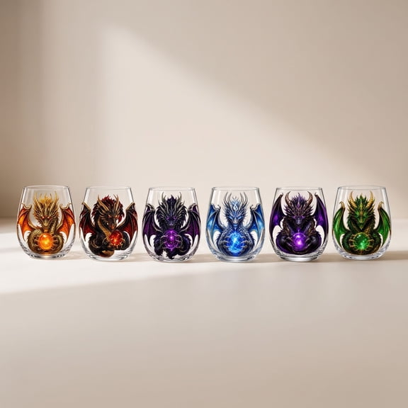 3D Mythic Dragon Glass Cup – Sculpted Fantasy Crystal Orb Whiskey Glass with Dragon Design, Light-Up Effect Drinkware for Bar Decor, Collectible Gift for Dragon Lovers