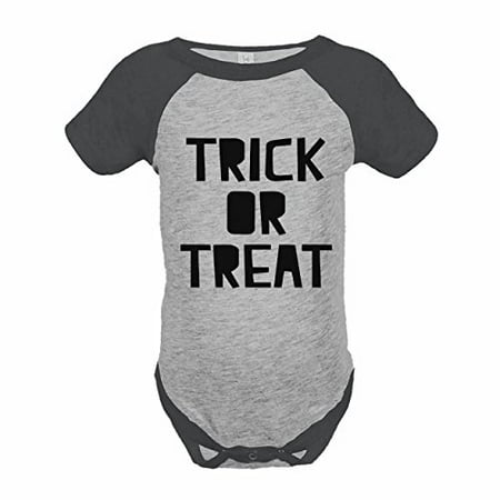 

7 ate 9 Apparel Boy s Trick or Treat Halloween Raglan Onepiece Grey