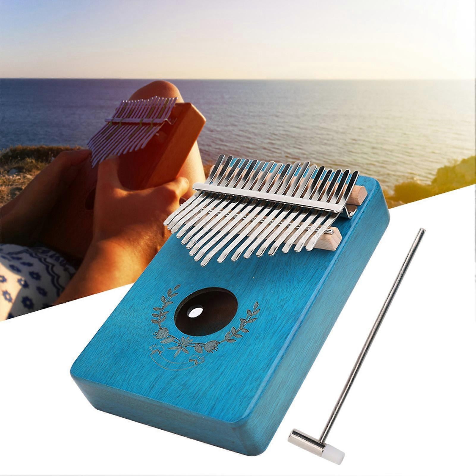 Thumb Piano Mahogany Small Portable 17 Key For Beginner Music Instrument LTK17S(Blue )