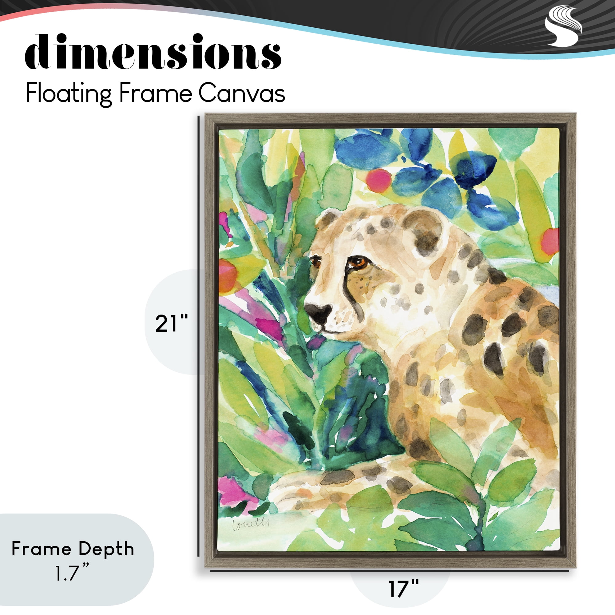 Stupell Industries Vibrant Chillin' Cheetah Brown Framed Floater Canvas Wall Art, design by Lanie Loreth