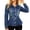 Blue, variant on Womens Jeans Jacket Pleated Ruffles Hem Lapel Button Down Waist Cinching Denim Jacket Outerwear