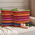thumbnail image 2 of Outdoor Pillow Covers Pack of 2, Mexican Colorful Ombre Stripes Waterproof Throw Pillowcase Cushion Cases, Red Green Orange Blue Lines Decorative Pillow Cover for Couch Sofa Home Bed Patio, 2 of 9