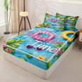 thumbnail image 2 of Manfei Cute Flower Zipper Twin Comforter Sets with Fitted Sheet and 2 Pillowcases,Summer Swim Ring Zipper Bedding Set,Pink Blue,Reversible,4pcs, 2 of 8