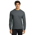 thumbnail image 4 of Gildan Heavy Cotton Long Sleeve T-Shirt, Men's Taped neck Classic Fit Dark Heather Tee, S, 4 of 6
