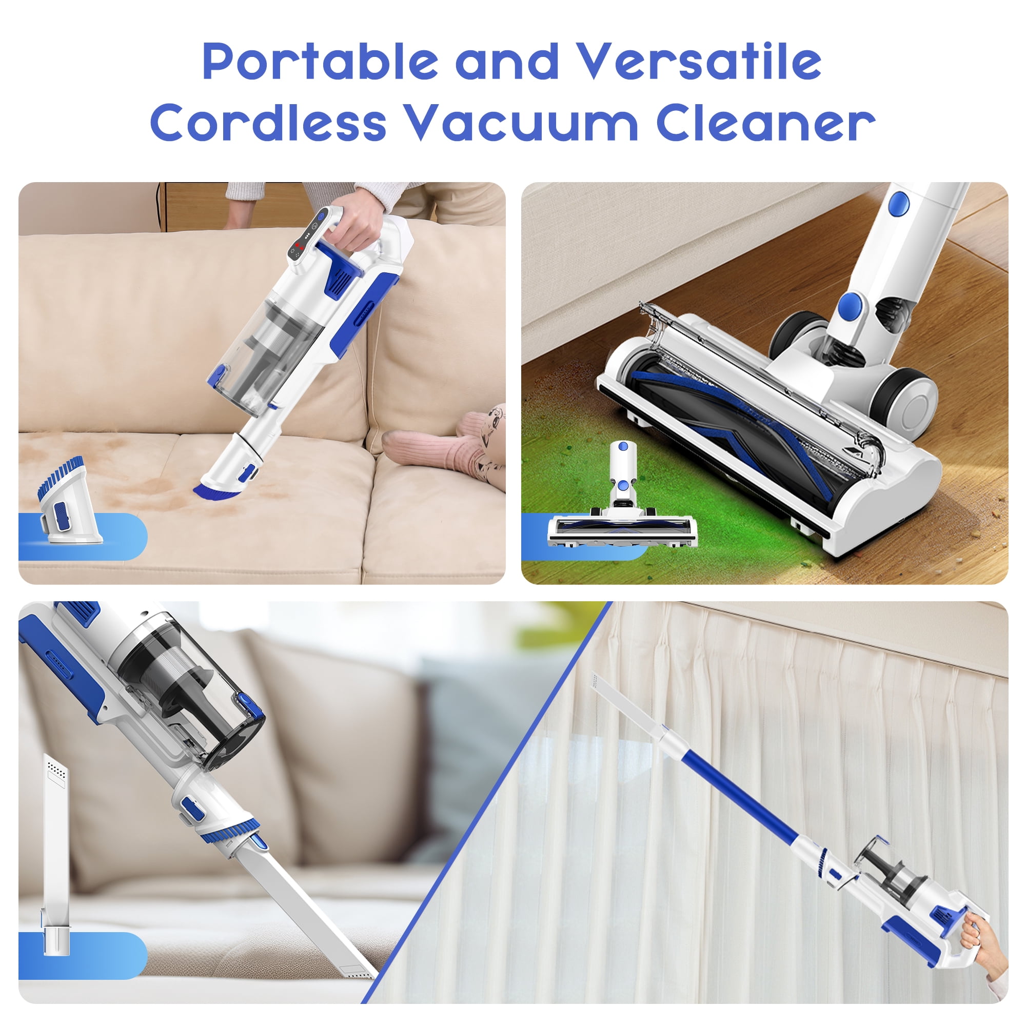 WHALLULTRA Stick Cordless Vacuum Cleaner with Brushless Motor & 2500mAh Battery, Rechargeable Cordless Vacuum for Home Carpet and Hard Floor