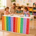 thumbnail image 7 of Multipurpose Rectangular Table Skirt, Teacher Desk Skirting Cover, Cabinet Hideaway Privacy Valance, 72×29 Inch Rod Pocket Decor Dust Curtain, Reusable Table Skirt for Workbench Office Decor, 7 of 7