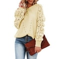 thumbnail image 2 of Yoodem Sweaters for Women Christmas Sweater Womens Off Shoulder Tops Long Sleeve Knit Shirt Crew Neck Pullover Sweater Jumper Tops Casual Warm Sweater Cropped Sweaters for Women Beige XXL, 2 of 6