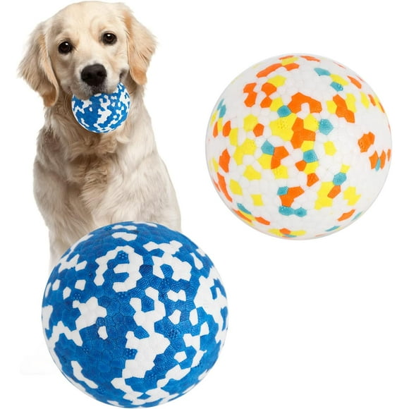 Soft Durable Dog Balls, Indestructible Rubber Interactive Dog Toys, Vibrant Dog Balls Anti-Puncture Design for Aggressive Chewers, Labrador, Bulldog, German Shepherd (Pack of 2)