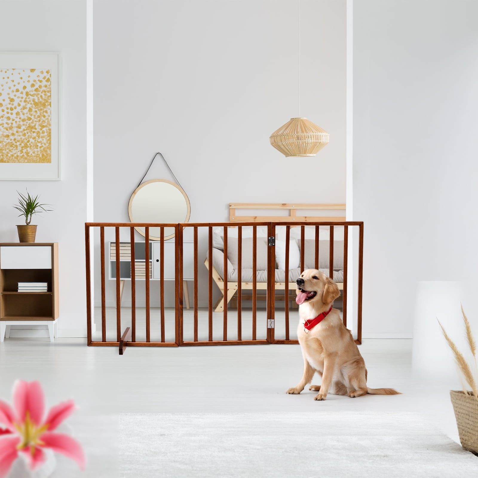 24inch Wooden Dog Fence, Brown