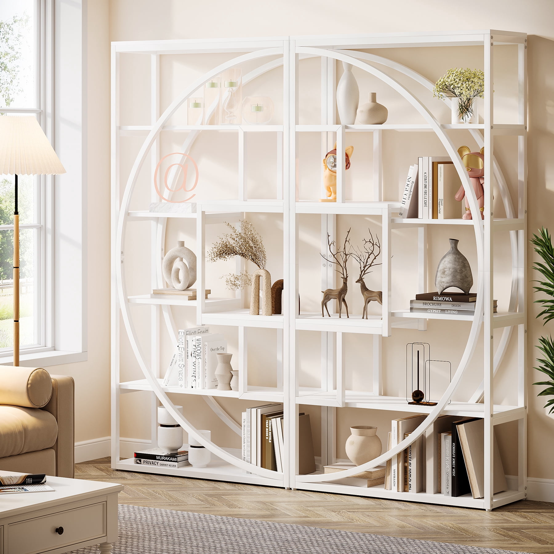Tribesigns 70.8" Tall Modern Bookshelf, 5-Tier Displaying Bookcases with 8 Open Storage Shelf for Home Office, Living Room, Bedroom, White