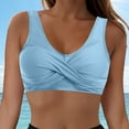 thumbnail image 2 of Yindaity Plus Size Swim Tops Women's Twist Front Bikini Top - Padded Swimsuit Top Women's Twist Front Bikini Top - Padded Swimsuit Top Swim Tops Women(Light Blue,M), 2 of 9