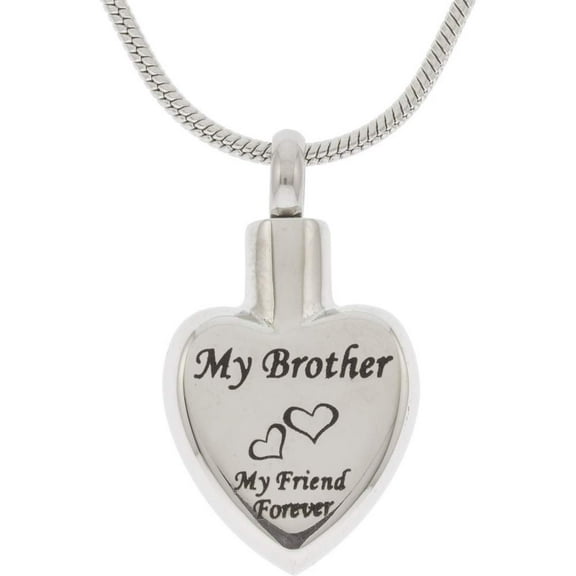 Brother Memorial Cremation Urn Necklace Stainless Steel - Sterling Gifts