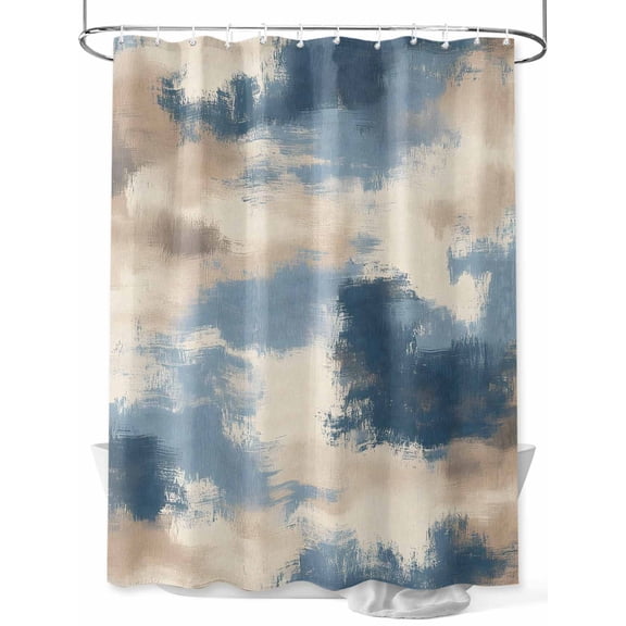 Shower Curtain Watercolors Blue Brown Bath Curtains Decor Abstract Art Waterproof Polyester Fabric Bathroom Shower Curtain Set with 12 Hooks Decoration 72 x 72 Inches