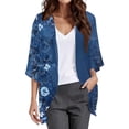 thumbnail image 2 of Noric Women's Floral Print Chiffon Cardigan Casual 3/4 Sleeve Open Front Loose Fit Lightweight Daily Layering Cover Up, 2 of 5