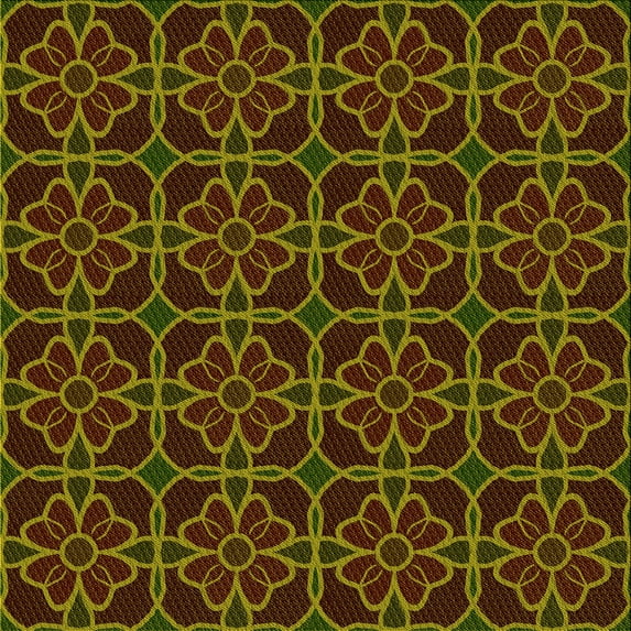 Ahgly Company Indoor Square Patterned Dark Yellow Green Area Rugs, 7' Square