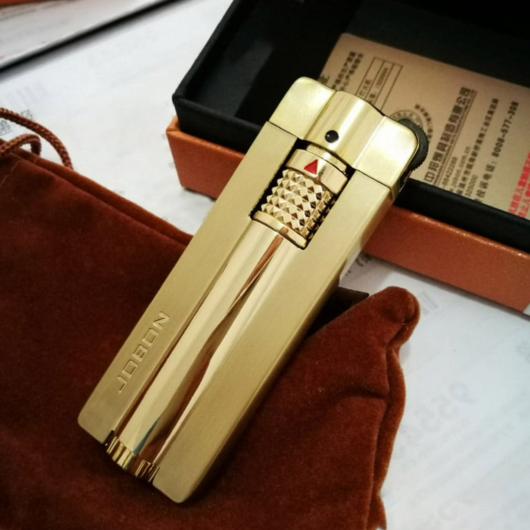 PRINxy Windproof Torch Lighter, Refillable Lighter,Adjust Flame,Used for  Barbecue Kitchen Fireplace Candles Incense Camping Etc(Gas Not Included)  Gold 