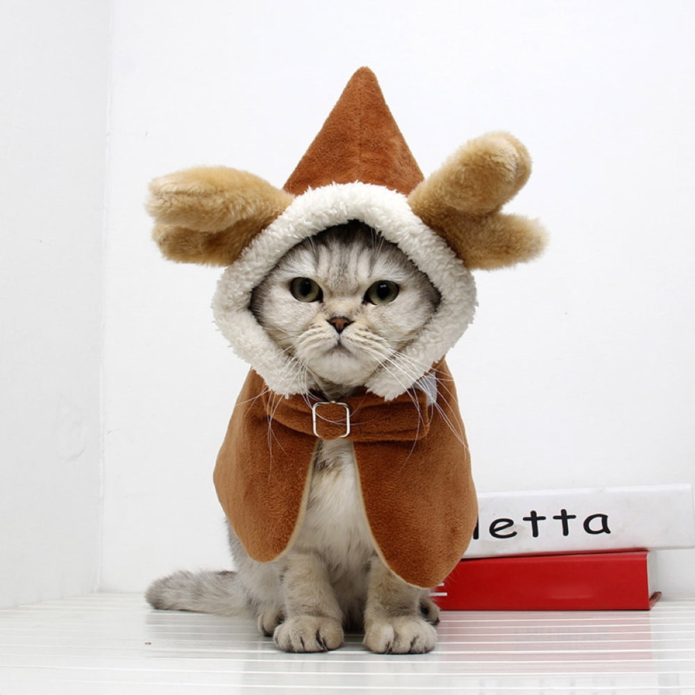 Harikaji Cat Clothes,New Year's Cloak Dog Clothes Red Pet Cheongsam Cloak  Clothes for Cats Small Dogs Puppy(Gold,L)