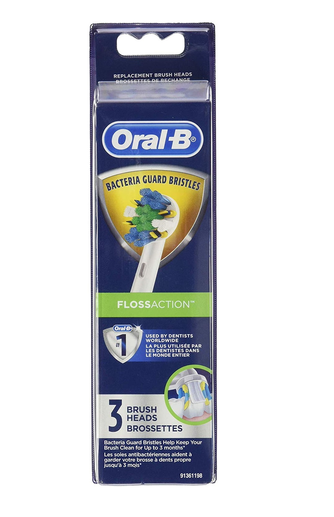 OralB FlossAction Replacement Brush Heads, 3 Count