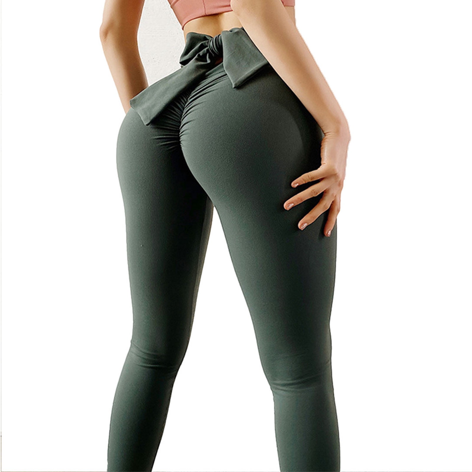 HoWD Women High Waist Solid Color Butt Lift Fitness Leggings Bow Skinny Pants  Tights - Walmart.com