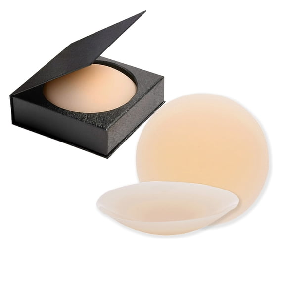 SONGSUN Nipple Covers 1 Pair- Seamless and Silicone Nipple Pasties, Reusable Hypoallergenic Washable for Women with Travel Box, Size L