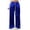 *Blue, variant on ClodeEU Women's Satin Elastic High Waisted Straight Leg Pants with Pockets ,Solid Color Casual Long Trousers Purple,Women's Plus M