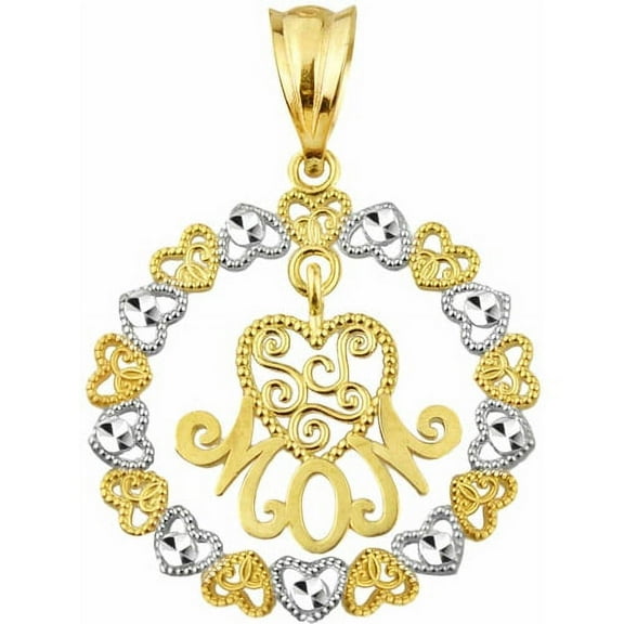 Handcrafted 10kt Gold MOM With Heart Frame Charm Pendant