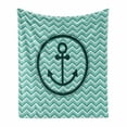 thumbnail image 1 of Anchor Soft Flannel Fleece Blanket, Horizontal Zig Zag Pattern Background Anchor Image Circle Shape Medallion, Cozy Plush for Indoor and Outdoor Use, 70" x 90", Dark Green Turquoise, by Ambesonne, 1 of 5