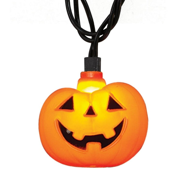 Halloween 10-Count Indoor Outdoor Orange Pumpkin Lights, with 