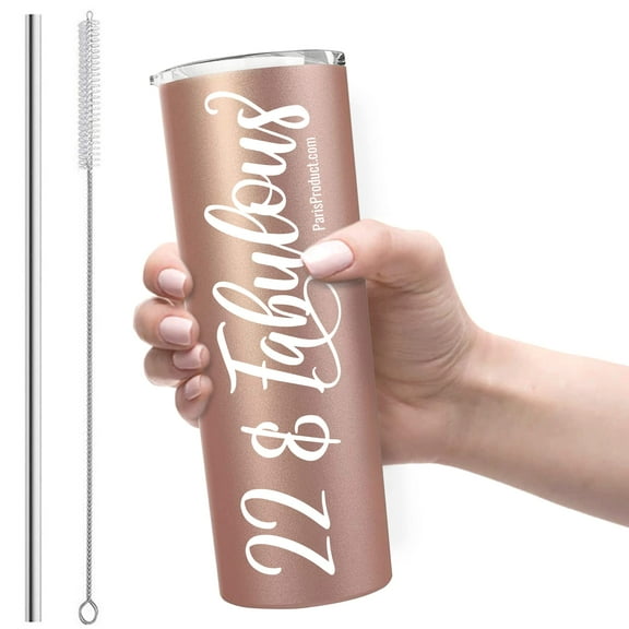 22 & Fabulous 20oz Stainless Steel Tumbler For 22nd Birthday Gifts Her, Gift For 22 Year Old Female, 22nd Birthday Decorations For Women, 22 Birthday Decorations For Women, Gifts For 22 Year Old Woman