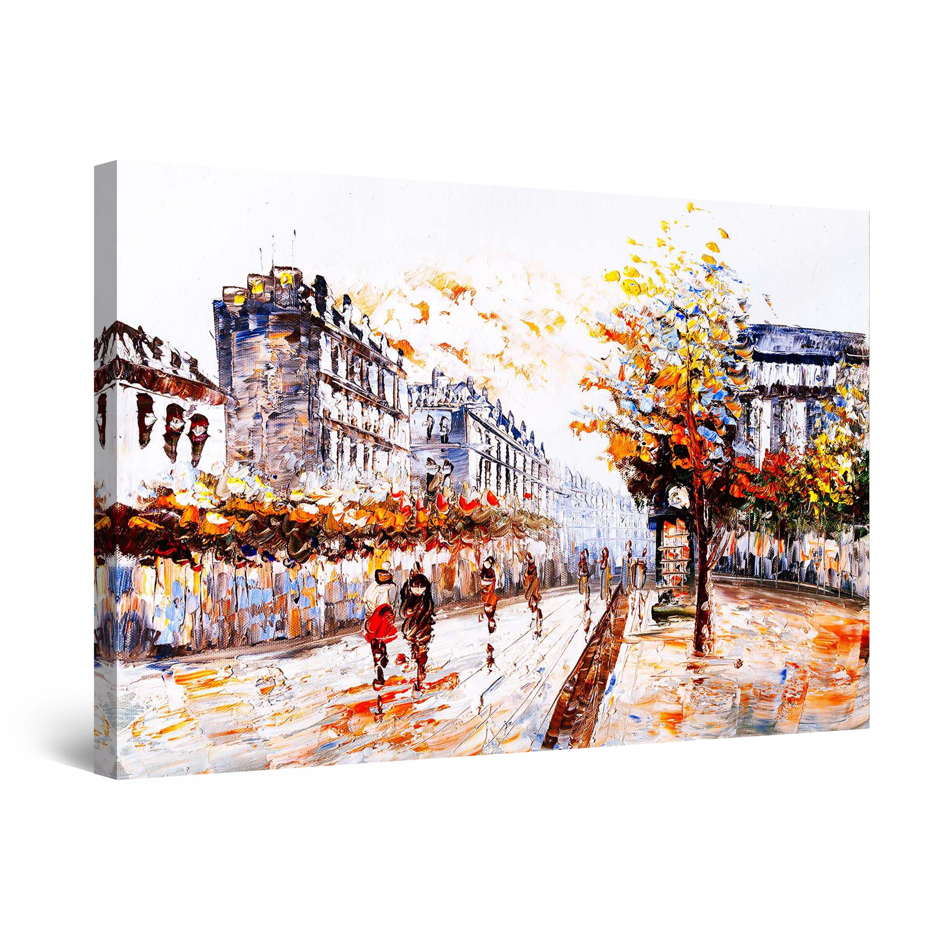 Startonight Canvas Wall Art Abstract Old Street in Paris Painting