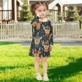thumbnail image 5 of Girls' long-sleeved dress Reindeer Face Christmas Elements Girls' A-line dress with ribbed cuffs Soft and comfortable, 5 of 6