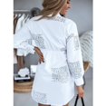 thumbnail image 4 of Mode Femmes Grande Taille Col Rabattu Imprimé Lettre Boutons Mini Robe Chemise, 4 of 6
