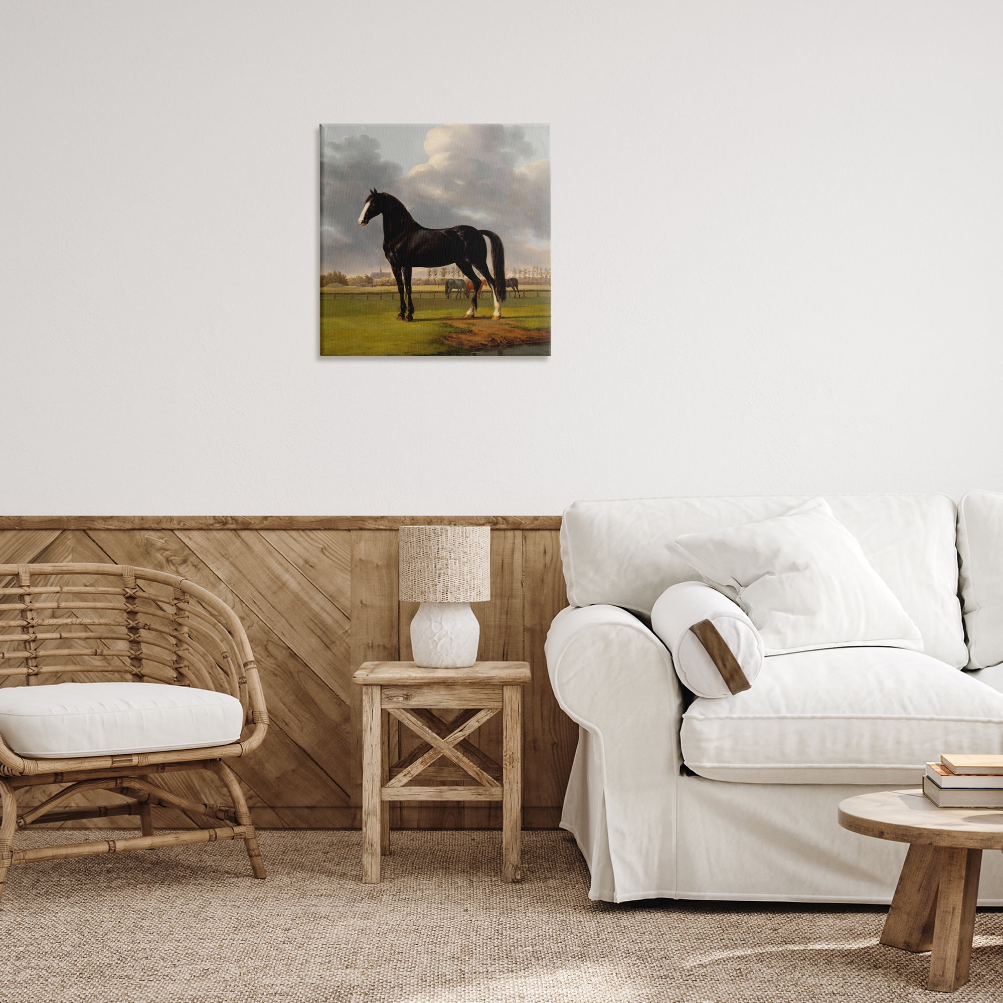 Stupell Industries Classic Black Stallion Animals Painting Wrapped Canvas Art Print Wall Art, 24 x 24