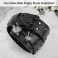 thumbnail image 2 of WERFORU Double Grommet Belt PU Leather Punk Belt for Women Men Jeans 2 Hole Belts 1.5 Wide, 2 of 6