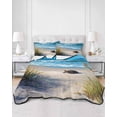thumbnail image 2 of Quilts Full Size Bedding Set, Beach Coastal Lightweight Quilted Comforter, Summer Nautical Seaside Ocean Sea Turtle Soft Reversible Bedspread Coverlet with Pillow Covers for All Season, 78" x 90", 2 of 7
