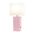 thumbnail image 4 of Elegant Designs Modern Leather Table Lamp with USB and White Fabric Shade, 4 of 7