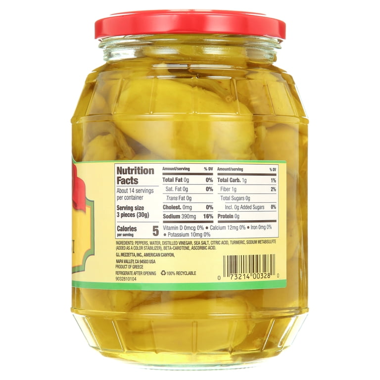 Mezzetta Golden Greek Peperoncini 32 fl oz Jar Medium Heat Pickled