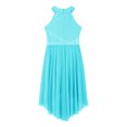 thumbnail image 4 of MSemis Kids Girls Shiny Rhinestone Sleeveless Lyrical Ballet Leotard Tulle Skirt Modern Contemporary Light blue 16, 4 of 6