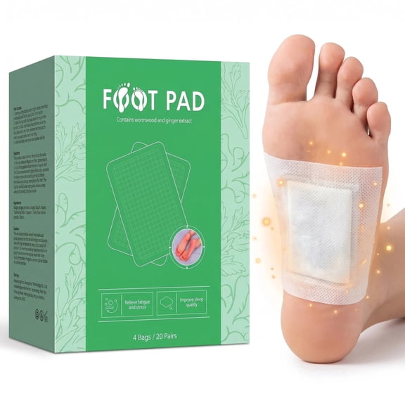 Foot Care Pads with Ginger, Wormwood & Bamboo Vinegar, for Nighttime Relaxation & Sleep, 40 Pcs
