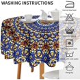 thumbnail image 6 of Boho Mandala Tablecloth, Abstract Ethnic Round Tablecloth Vintage Navy Blue Indian Print Table Cover for Holiday Parties Kitchen Dining Picnic Indoor Outdoor, Round(60x60in), 6 of 6