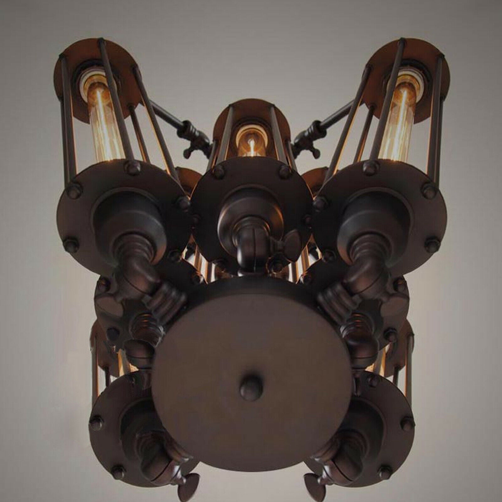 8-light Retro Chandelier Industrial Ceiling Light Dining Room Loft Pendant Lamp Retro Chandelier Steampunk Pendant Hanging Lamp Fixture Vintage Industrial Classic Chandelier Fluorescent Hanging Lamp
