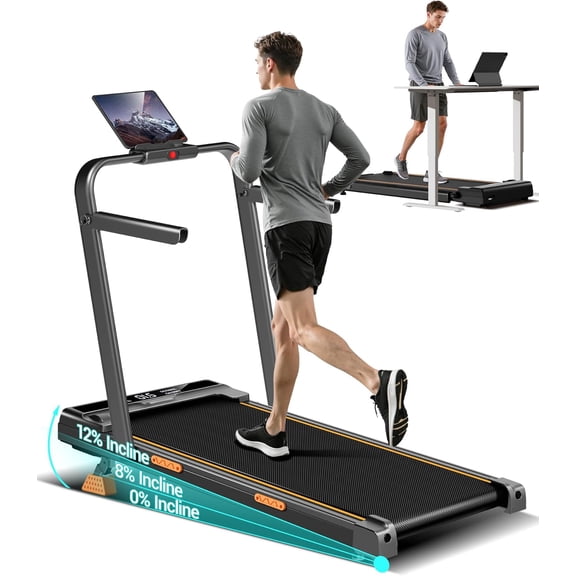 3-in-1 Walking Pad Treadmill with Handles 2.5HP Walking Pad with 12% Incline Quiet Portable Folding Treadmill for Home Office 330LBS Weight Capacity with Remote Control